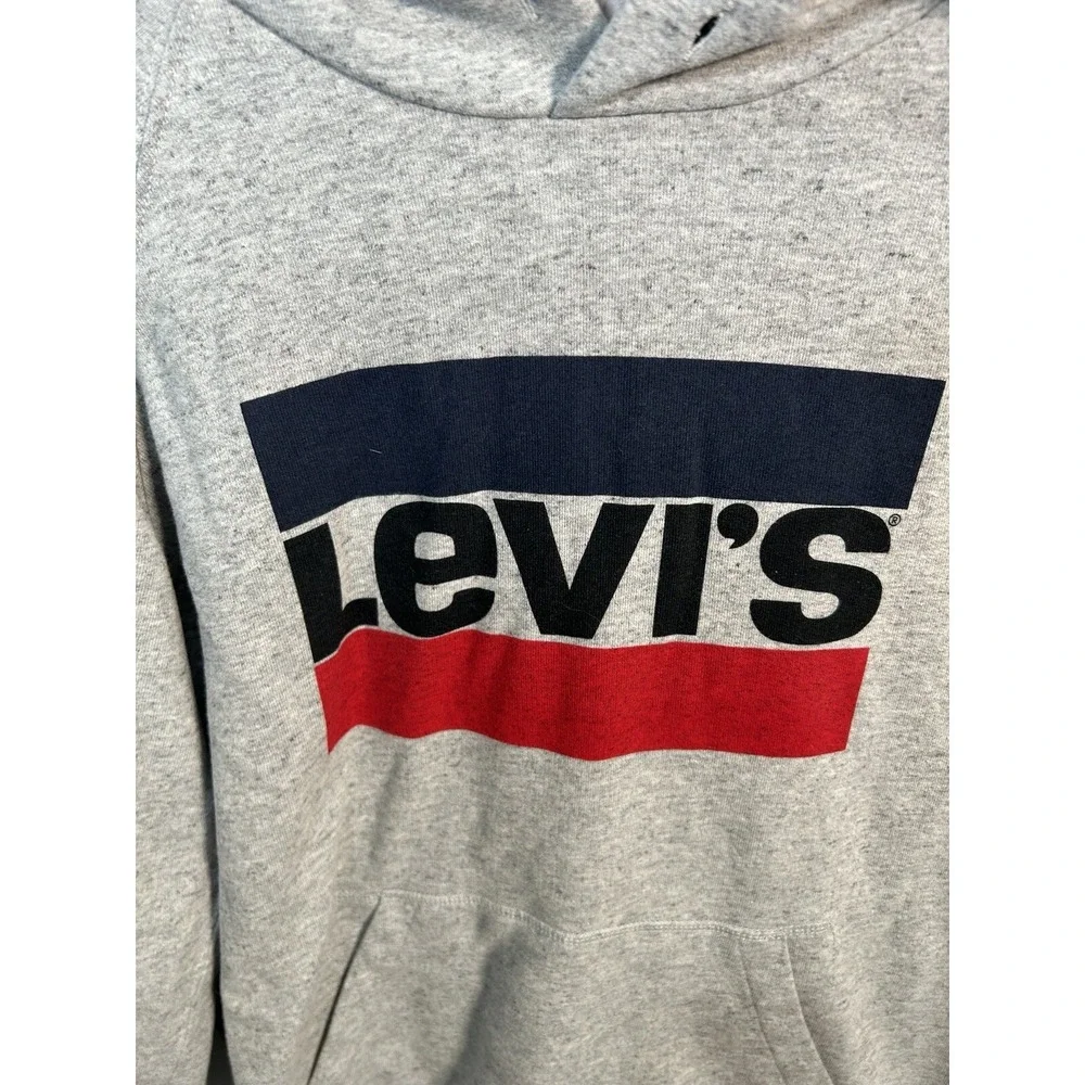 Levi's Men's Heather Grey Logo Pullover Hoodie‎ Sweatshirt Medium